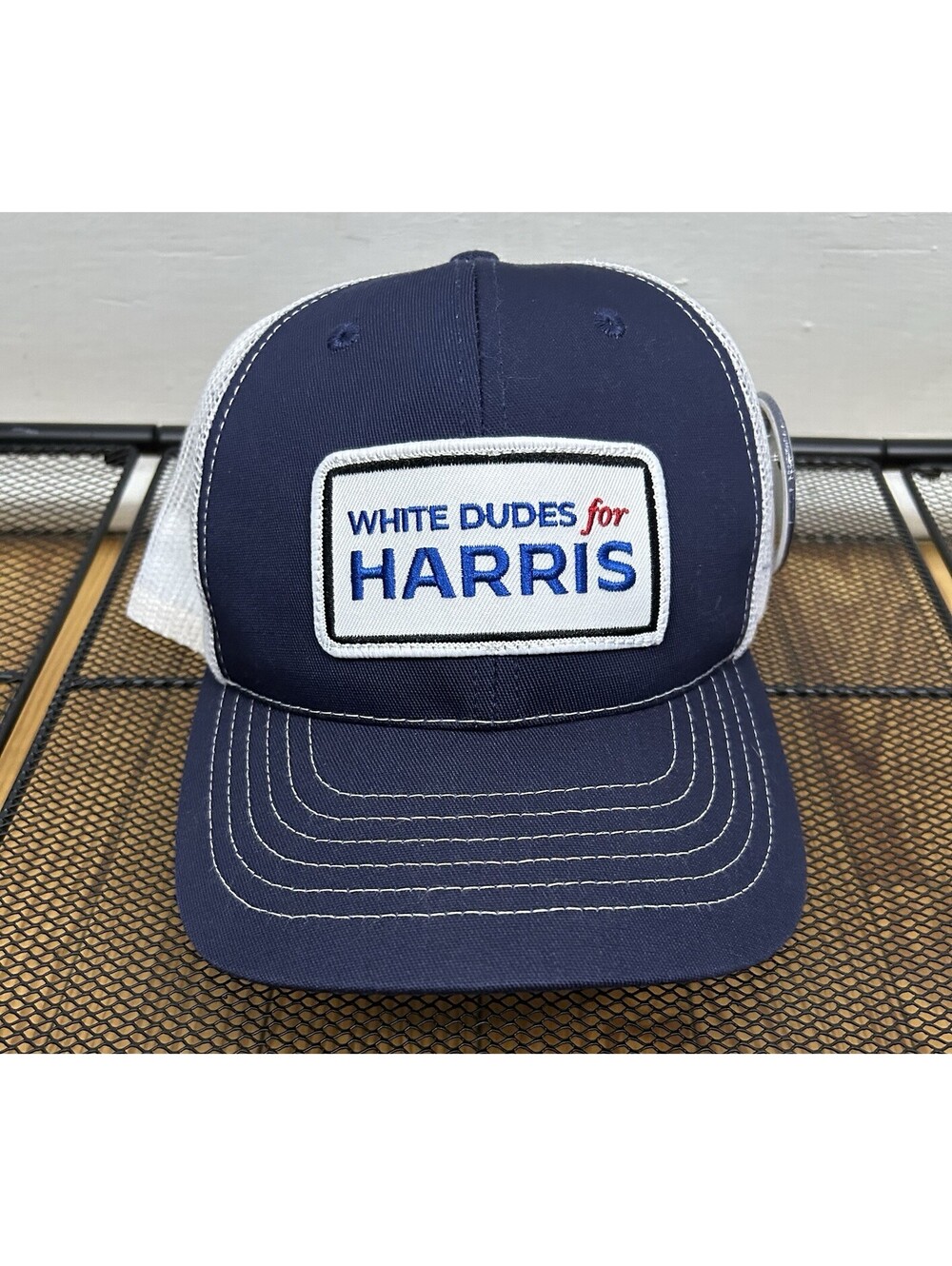 White Dudes For Harris SnapBack Hat w/ Button